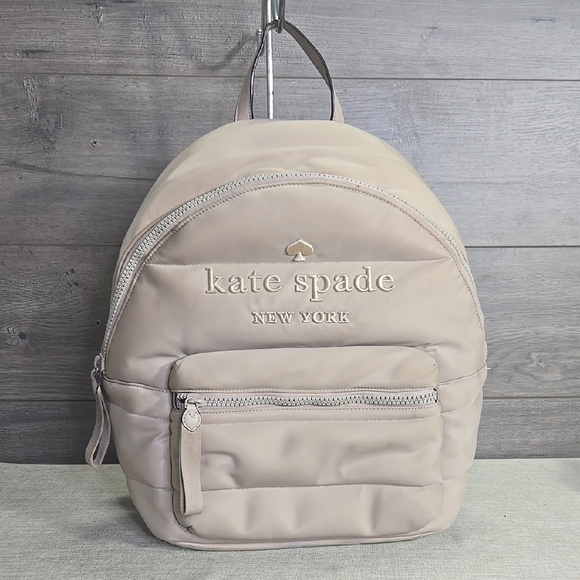 kate spade Handbags - Kate Spade Ella Ksnyl Puffy  Warm Beige Padded Nylon Backpack